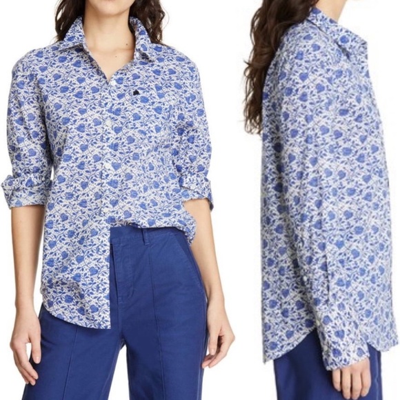 Alex Mill Standard Ikat Heart Button Down Shirt Blue White Size XL NWT New - Picture 1 of 13